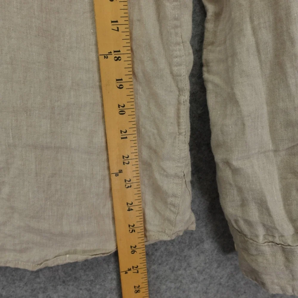 Banana Republic Mens European Linen Shirt S Oatmeal Neutral Standard Fit Summer